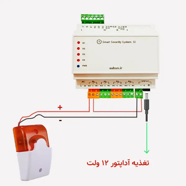 آژیر فلاشر دار کوچک ۱۲ ولت سیمی مدل ۱۰۳